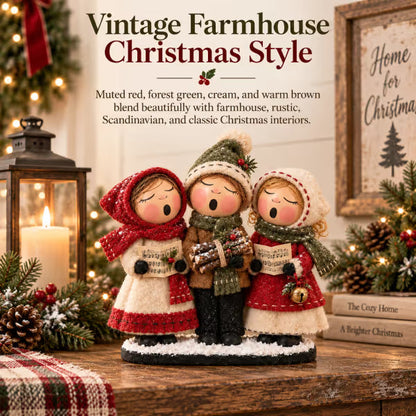 🎄 Vintage Christmas Carolers Figurine | Cozy 3-Person Tabletop Holiday Decor 🎶