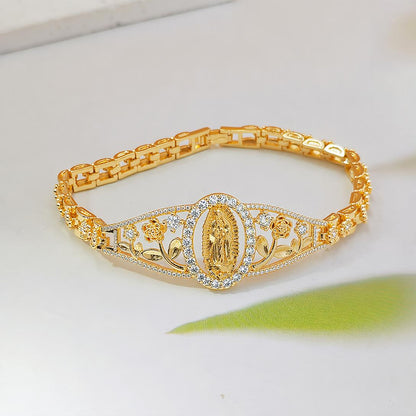 📢📢40% OFF !! ⏰Elegant Hollow Flower Virgin Mary Bracelet
