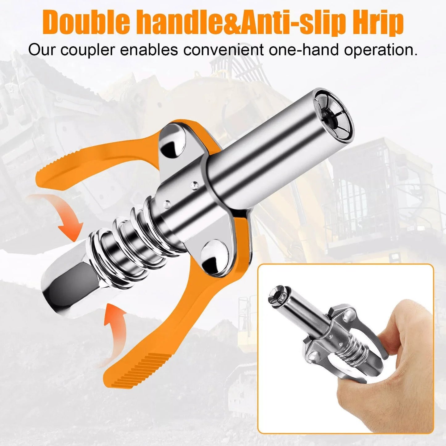 17000PSI 6-Jaw Stainless Steel Leak-Proof Universal Grease Gun Coupler