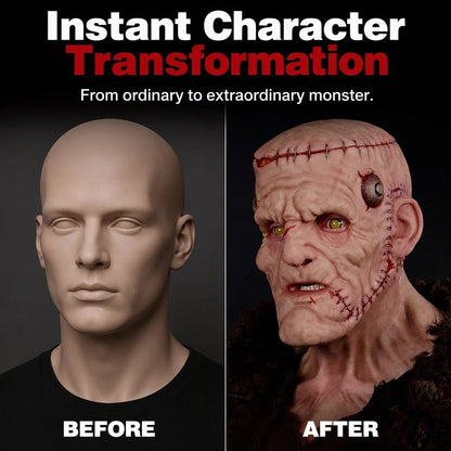 ⭐👹 Stitched Monster Full-Head Silicone Horror Mask | Costume Piece