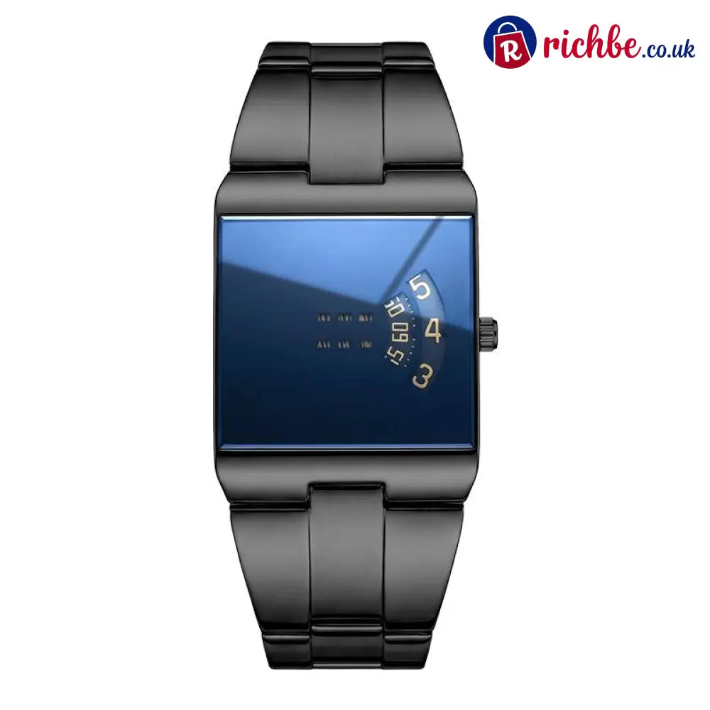 ⌚49% OFF NOW! ✨Men’s Square Face Quartz Watch – Gold Stainless Steel Band Unique Dial Design Business Casual Fashion