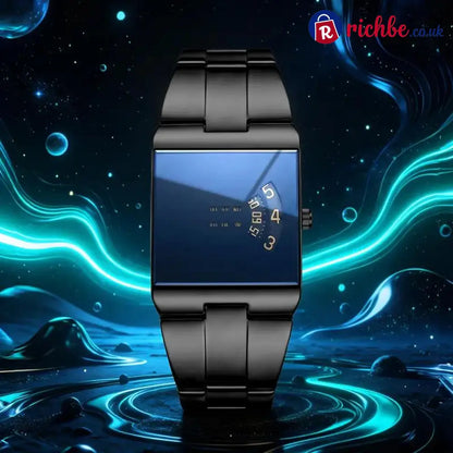 ⌚49% OFF NOW! ✨Men’s Square Face Quartz Watch – Gold Stainless Steel Band Unique Dial Design Business Casual Fashion