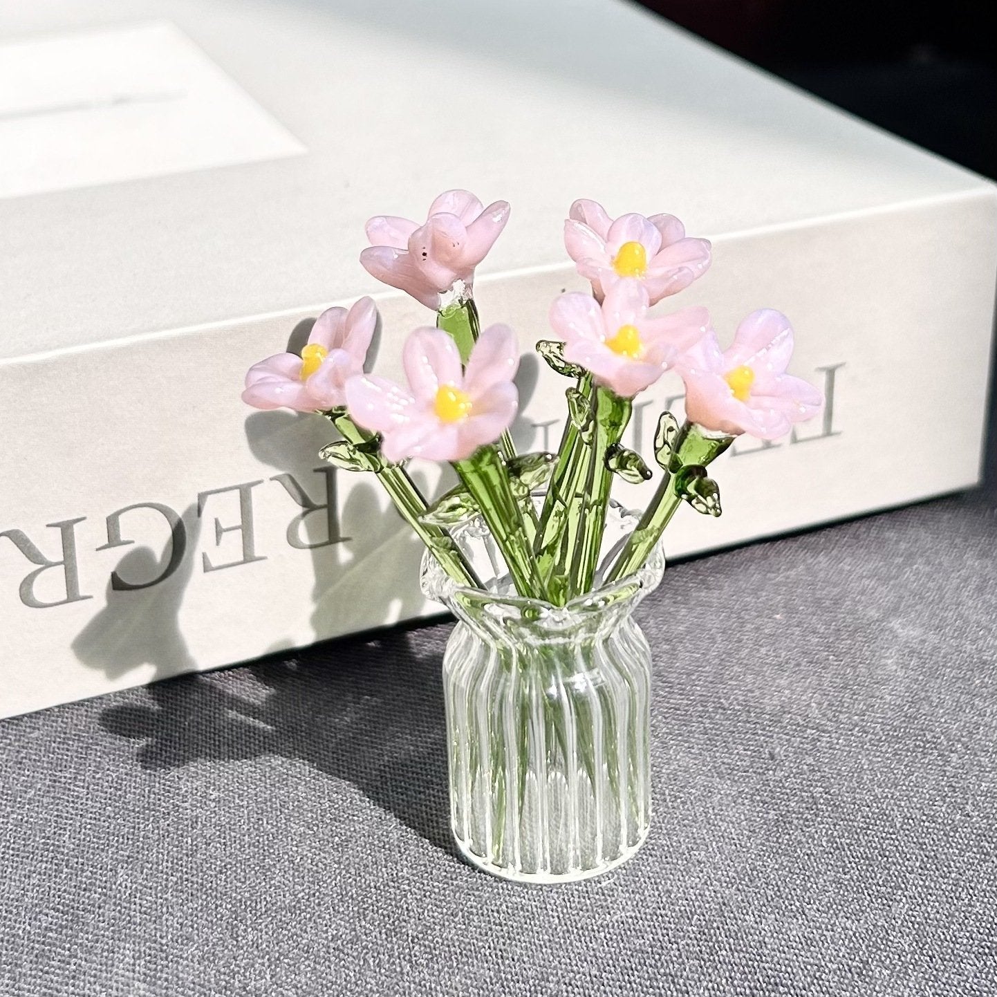 🌸Mini Glass Flower Ornament Crafts Artificial Flower Floral Figurine