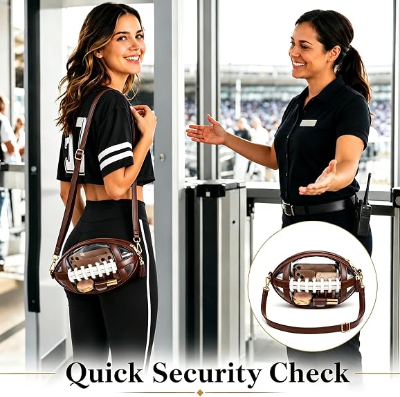 Transparent football-shaped crossbody bag