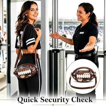 Transparent football-shaped crossbody bag