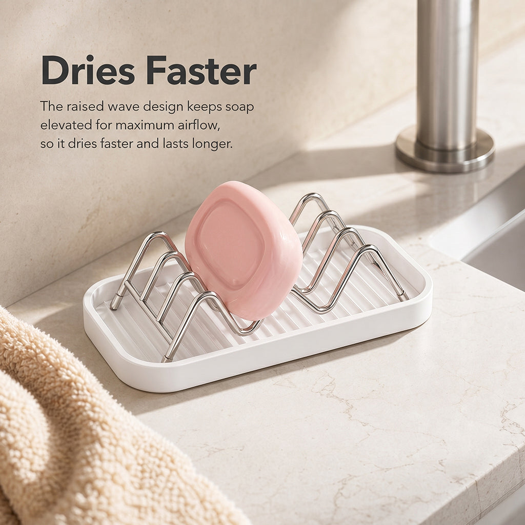 ✨Wavy stainless steel soap dish, suitable for holding soap and sponges💧
