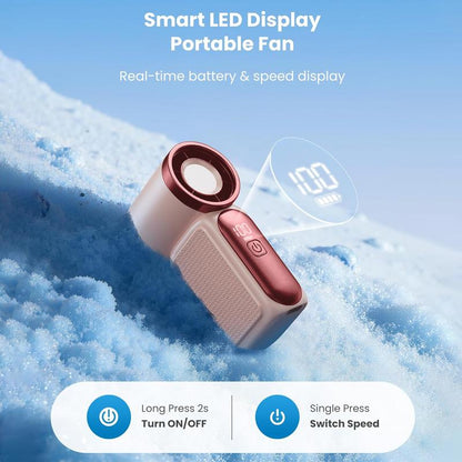 💨Mini Handheld Fan with LED Display –👍5-Speed Turbo Pocket size Fan.✨USB Rechargeable, High-Speed Cooling for Travel & Makeup. Perfect  Gift.  Portable Refrigeration
