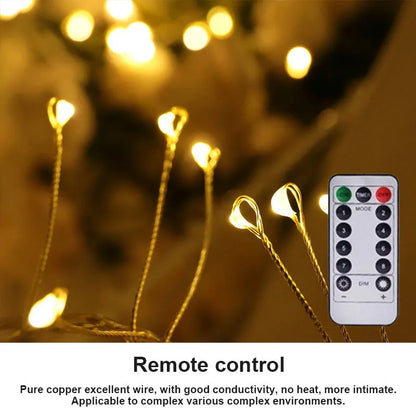 🎄 LED Copper Wire Firecracker Fairy Lights – Flexible Twinkling String Lights for Festive Home Décor