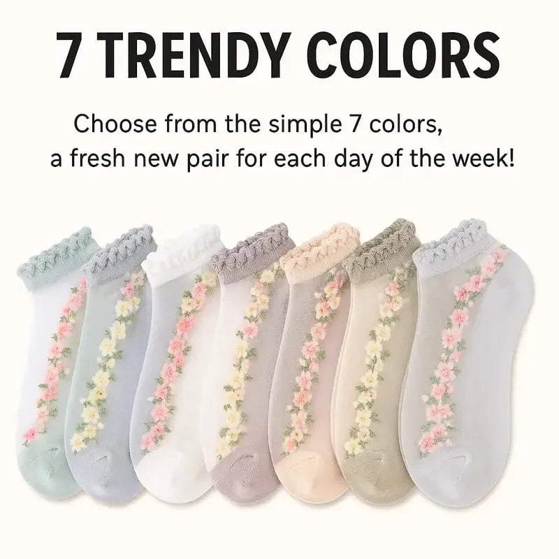 🔥While Supplies Last 40% OFF!🌺Floral Lace Women's Spring Summer Ankle Socks