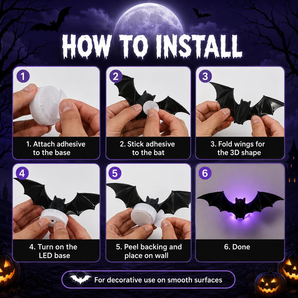 3D Bat Light LED Decorations