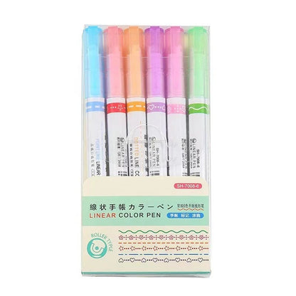 [6 PCS]Flower outline pen, fluorescent curve pen