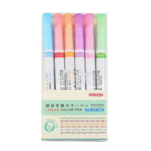 [6 PCS]Flower outline pen, fluorescent curve pen