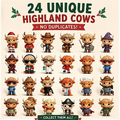 🏆Limited Time Sale 49% OFF 🎄🐮Highland Cow Advent Calendar 2026 – 24-Day Christmas Countdown with Cute Highland Cow Figurines
