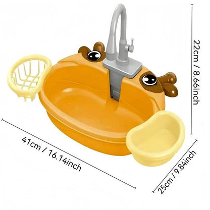 Cute Kitchen Sink Toy Set with Water Faucet