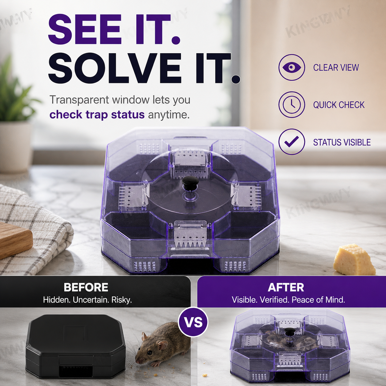 Reusable Effective Roach Trap， Non-Toxic Sticky Cockroach Catcher for Kitchen Home Indoor Pest Control