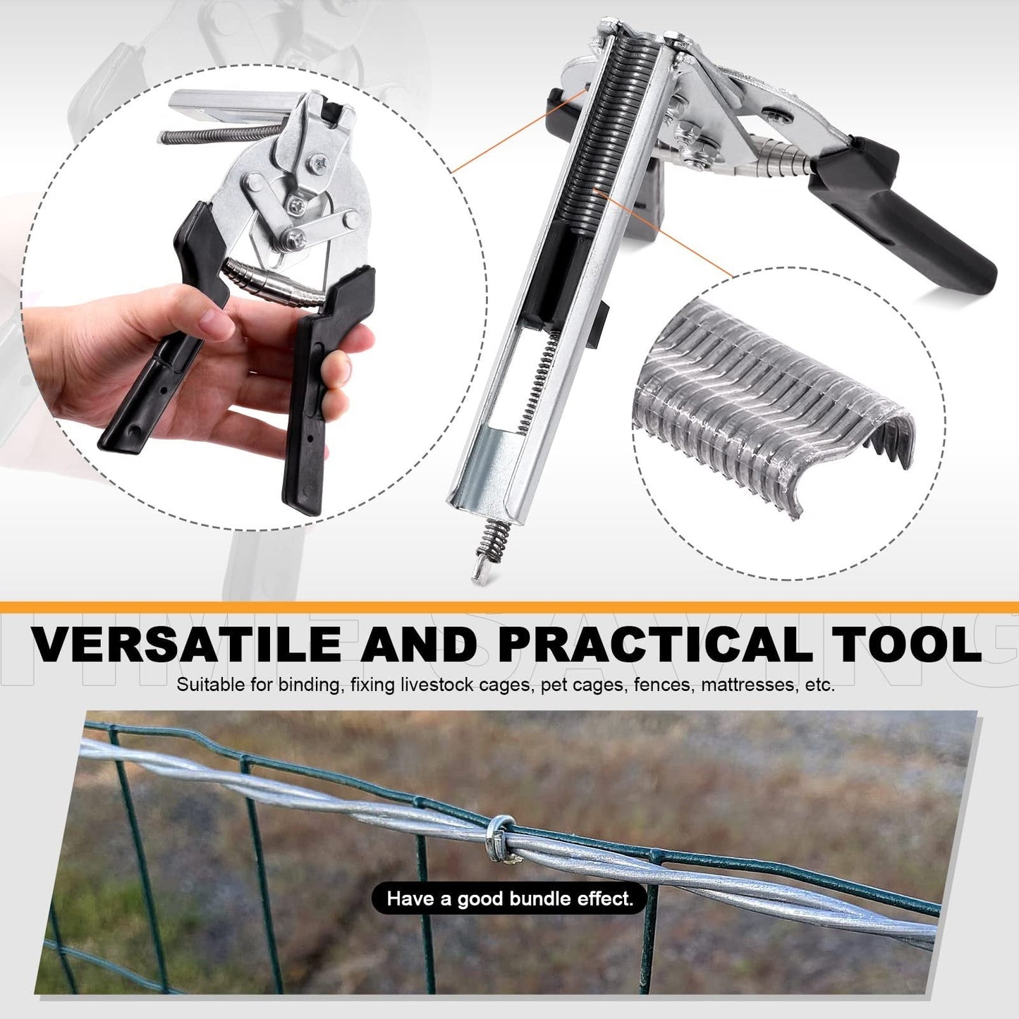 🔥M-Type Hog Ring Pliers Kit – Semi-Automatic Spring-Loaded Fence & Cage Repair Tool