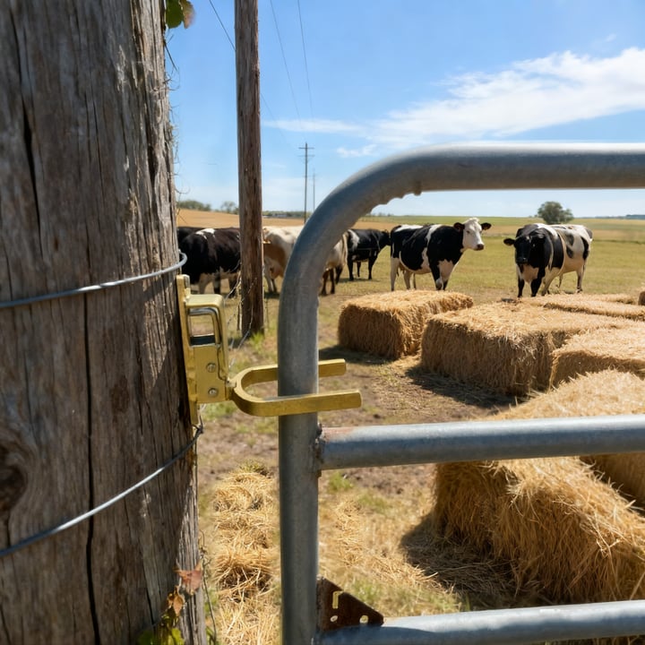 🔒Instant Locking Gate Latch – Prevents Cattle, Sheep & Horses From Escaping