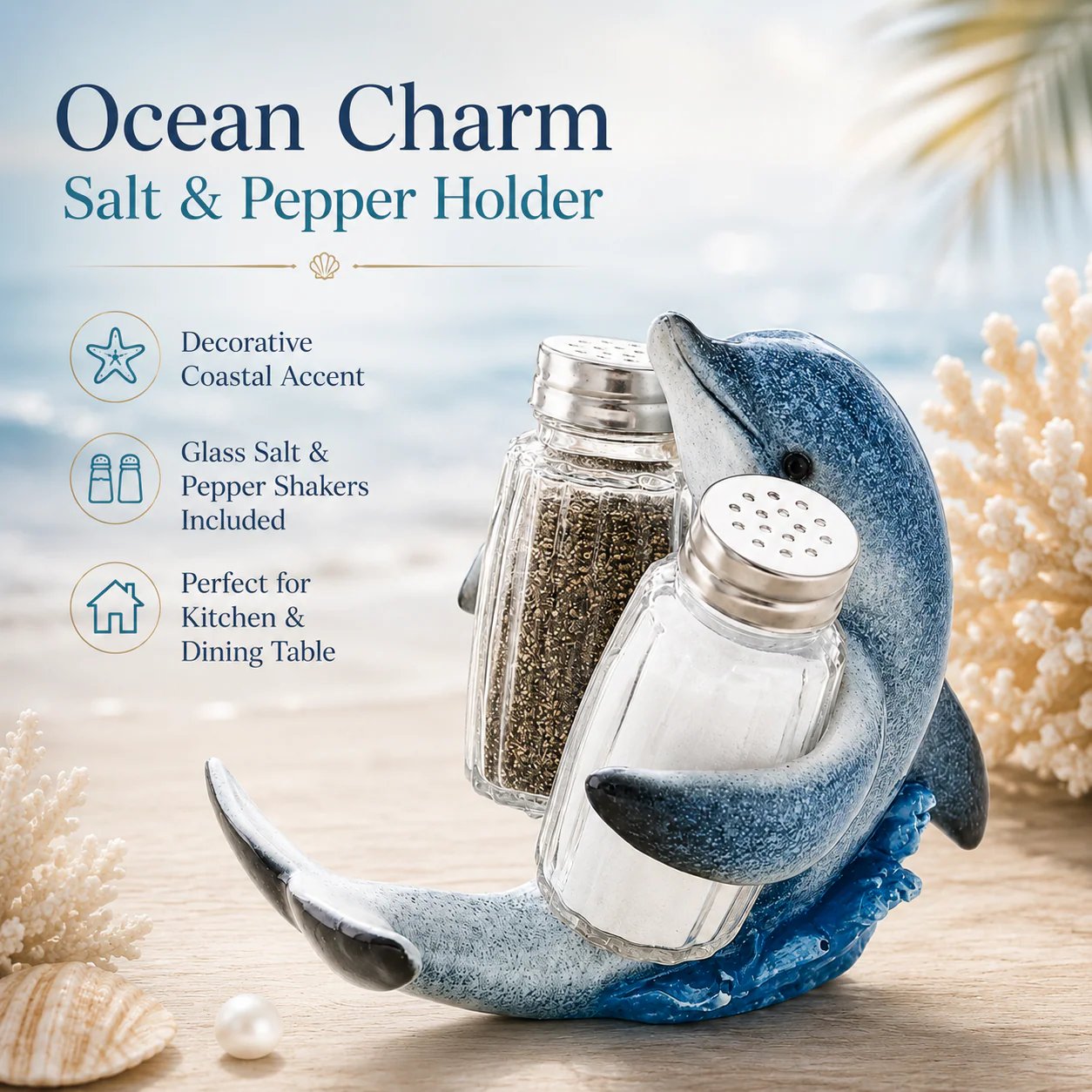 🤣Coastal Animal Salt & Pepper Shaker Holder Set