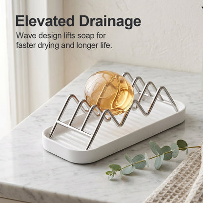✨Wavy stainless steel soap dish, suitable for holding soap and sponges💧