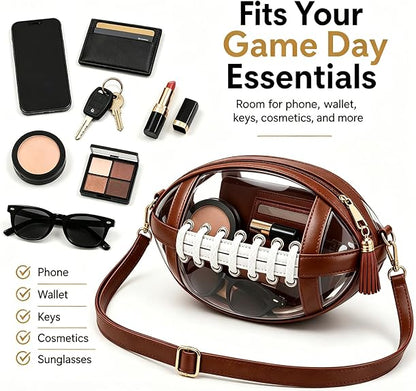 Transparent football-shaped crossbody bag