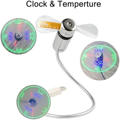 🔥2026 Hot Sale 48% OFF🔥USB Fan with LED Clock Lighting