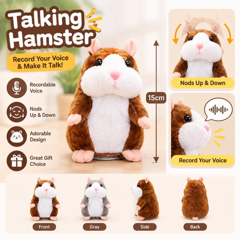 🐹 Last Day Special！✨Talking Hamster Plush – repeats whatever you say, auto head-shaking, hilarious fun for kids & adults.🎁