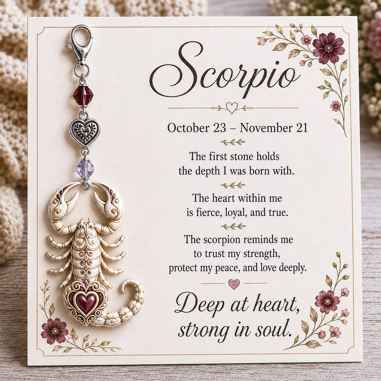 12 Zodiac Birthstone Charm Keepsake Card | Astrology Birthday Gift for Her