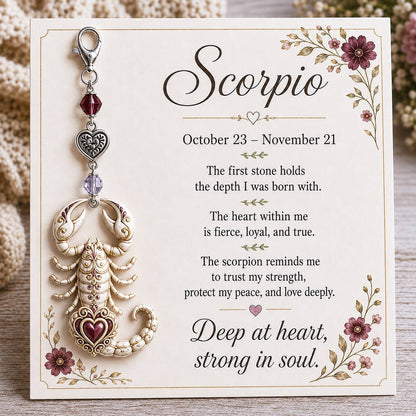 12 Zodiac Birthstone Charm Keepsake Card | Astrology Birthday Gift for Her