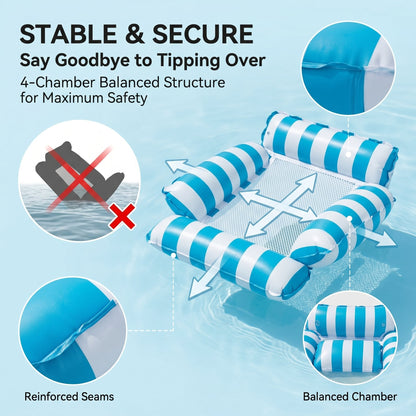 🛟(With air pump!!)🔥4-in-1 Inflatable Water Hammock – Pool Floating Lounge Chair & Swimming Bed