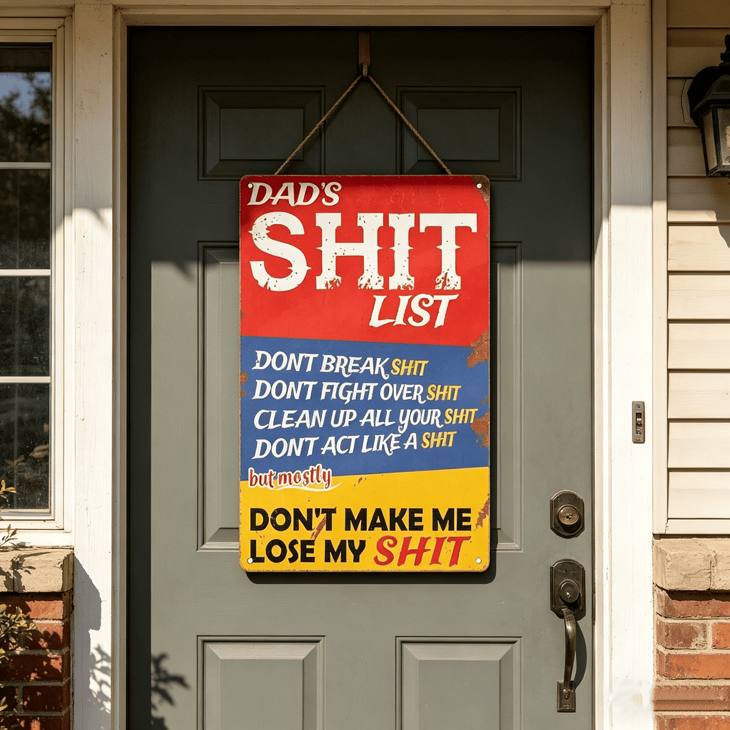 🎯Dad's Shit List Vintage Tin Sign – The Ultimate Funny Dad Gift & Garage Decor!🛠️