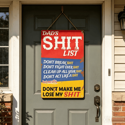 🎯Dad's Shit List Vintage Tin Sign – The Ultimate Funny Dad Gift & Garage Decor!🛠️