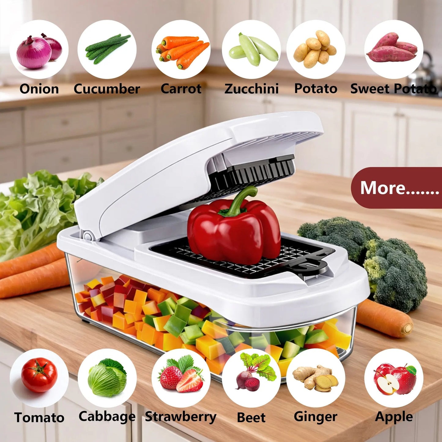 🤩Professional Vegetable Chopper, 15-in-1 Multifunctional Food Chopper