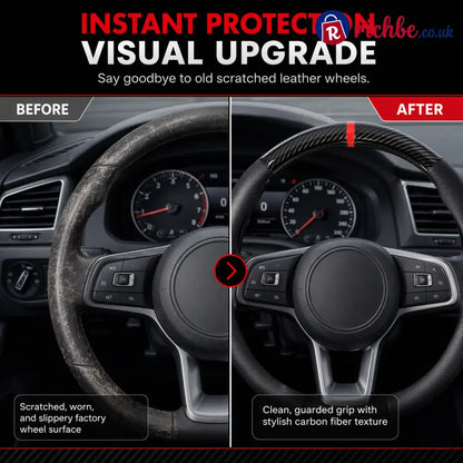 5D Carbon Fiber and Nappa Leather Car Steering Wheel Cover Breathable Sweat Absorbing Non Slip Steering Wheel Protector