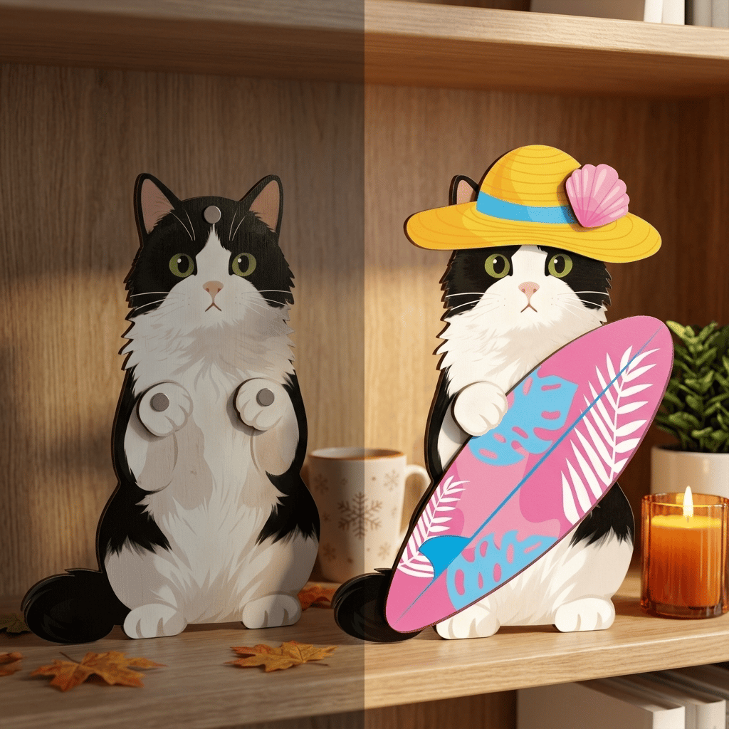 🔥Cute Cat/Dog/Golden Retriever Desk Standee – Removable Seasonal Decor
