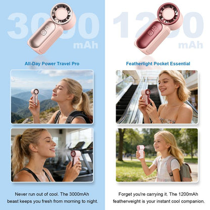 💨Mini Handheld Fan with LED Display –👍5-Speed Turbo Pocket size Fan.✨USB Rechargeable, High-Speed Cooling for Travel & Makeup. Perfect  Gift.  Portable Refrigeration