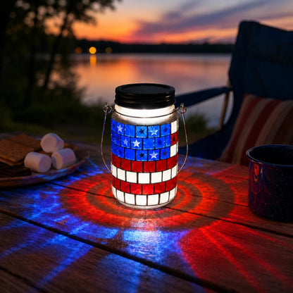 🔥4th of July Solar Patriotic Mason Jar Lantern