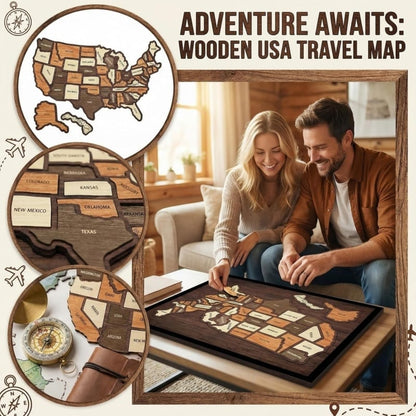 Wooden USA Travel Map Puzzle🧩A Stylish Way to Track Your Journey