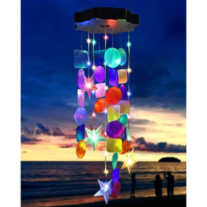 🌈 ✨ Solar-Powered Seashell Wind Chime Light