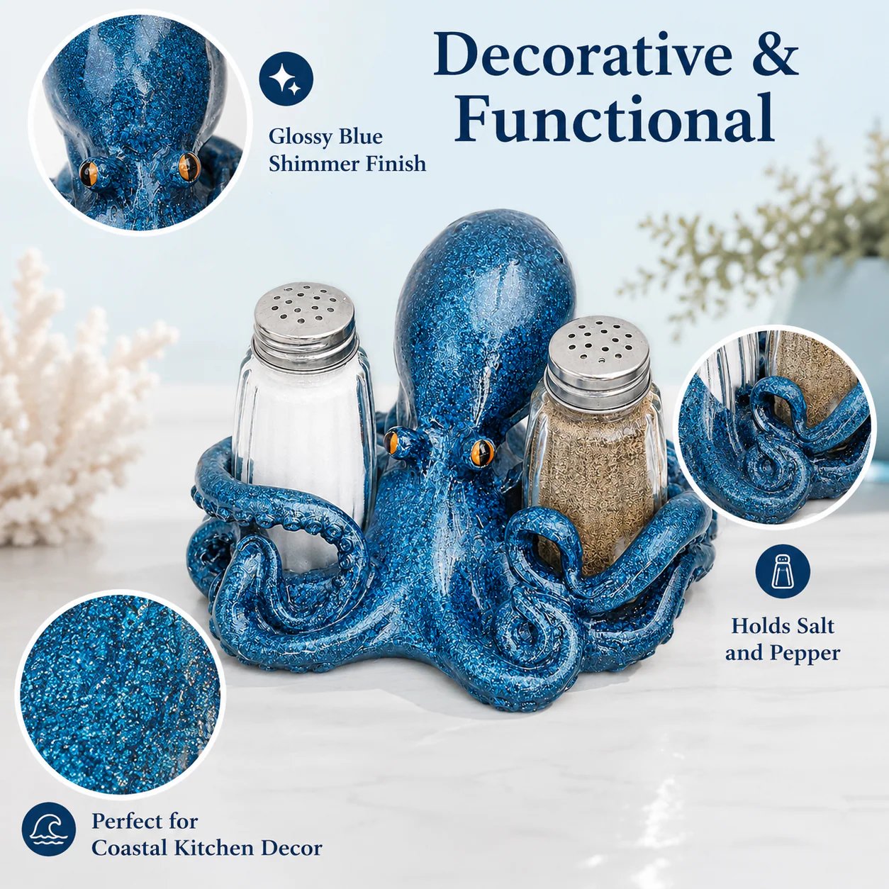 🤣Coastal Animal Salt & Pepper Shaker Holder Set