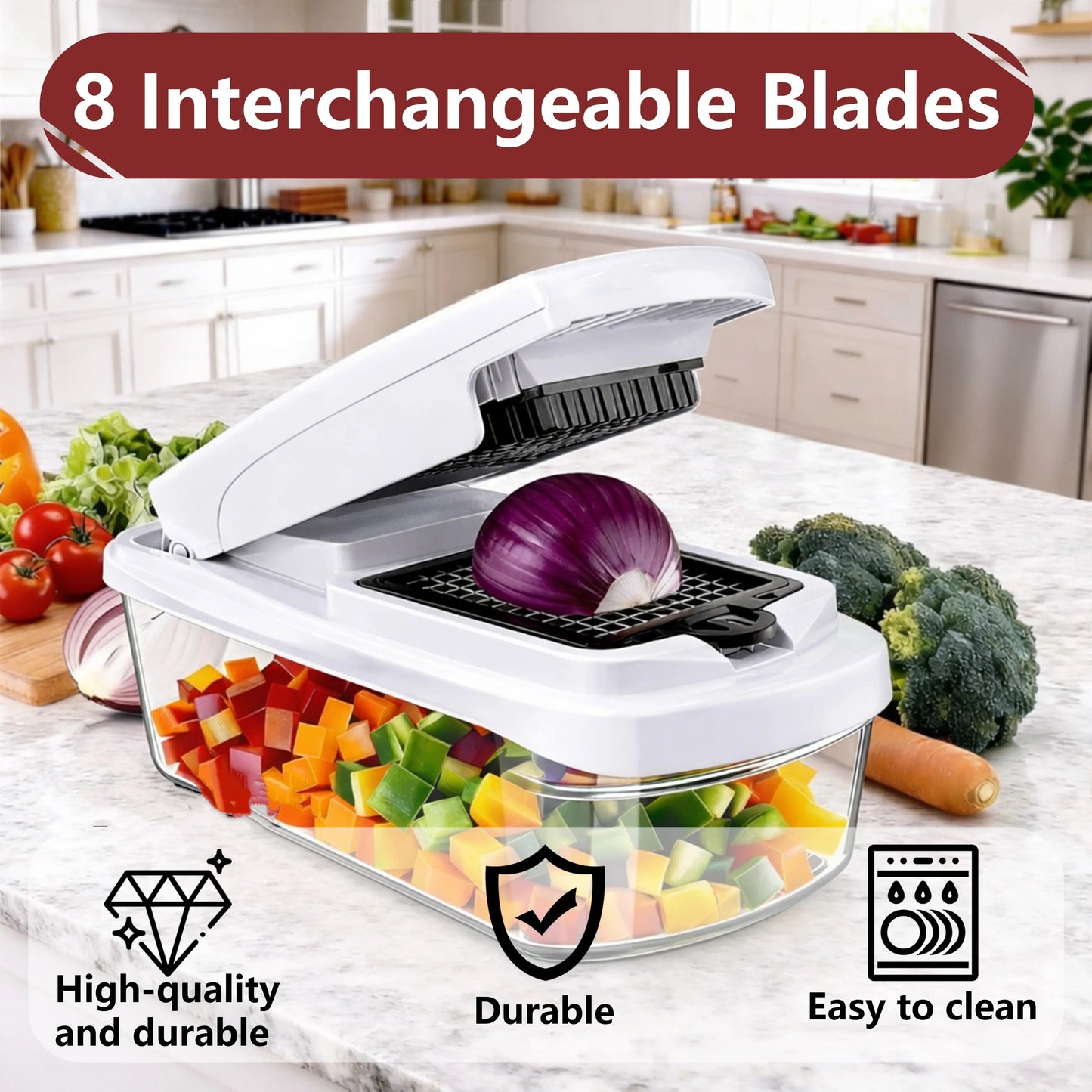🤩Professional Vegetable Chopper, 15-in-1 Multifunctional Food Chopper