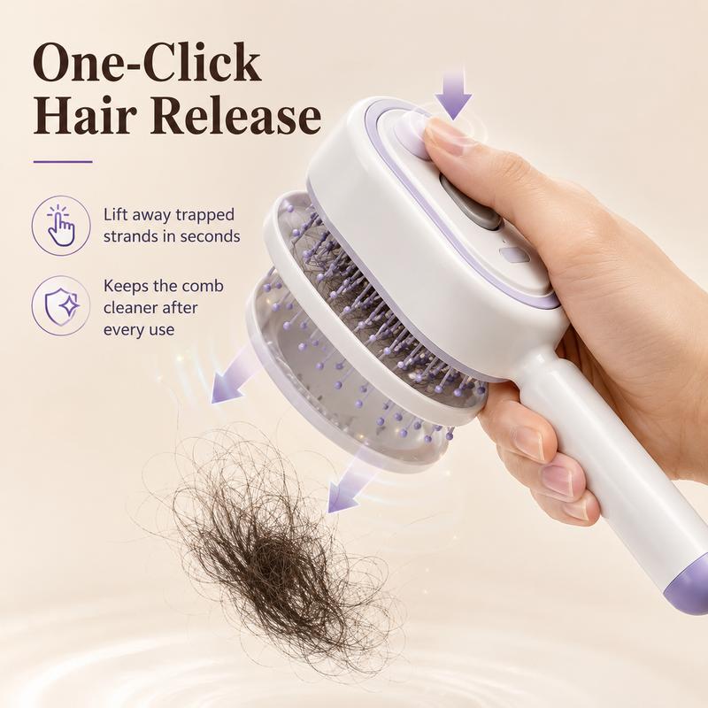 💖Scalp Massager Comb💆‍♀️ – Self-Cleaning 🧼, Tangle-Free ✂️ & Frizz-Control Hair Brush with Soothing Mist Spray 💨✨ | Perfect for Dry, Brittle Hair 💧🌟
