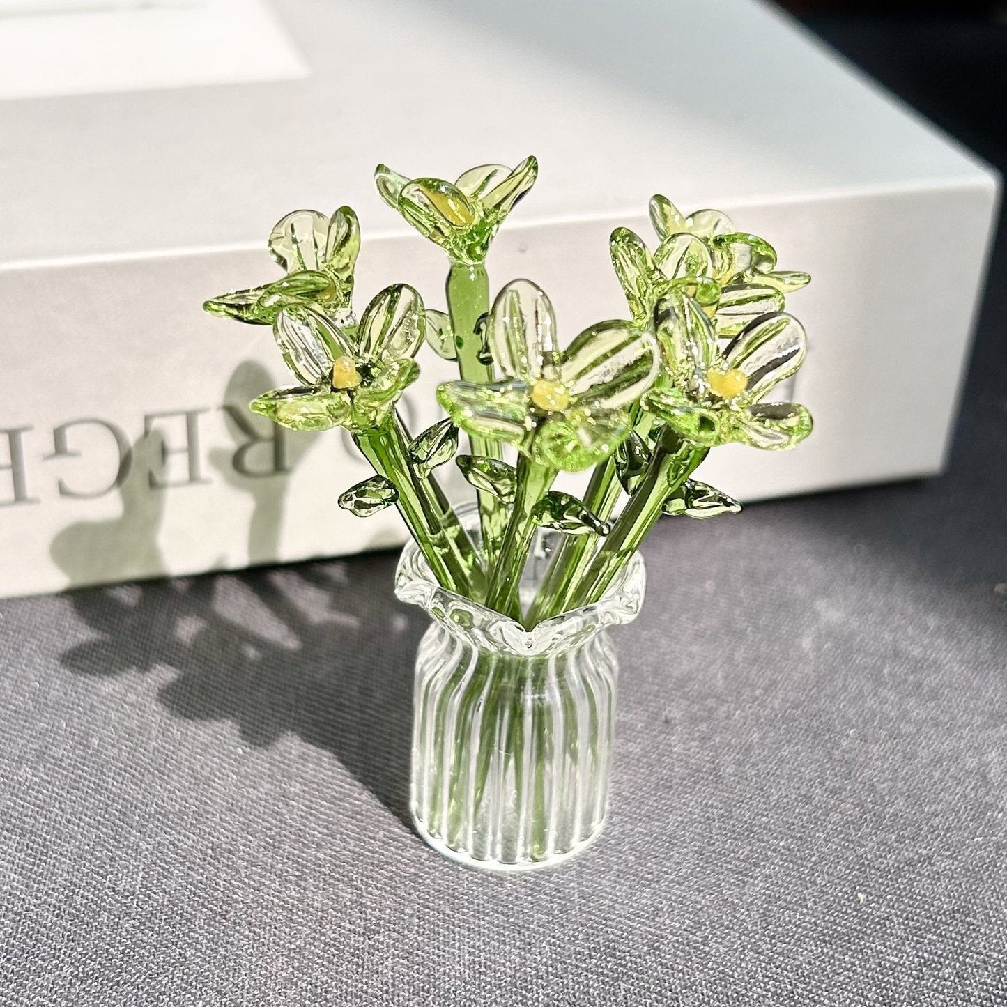 🌸Mini Glass Flower Ornament Crafts Artificial Flower Floral Figurine