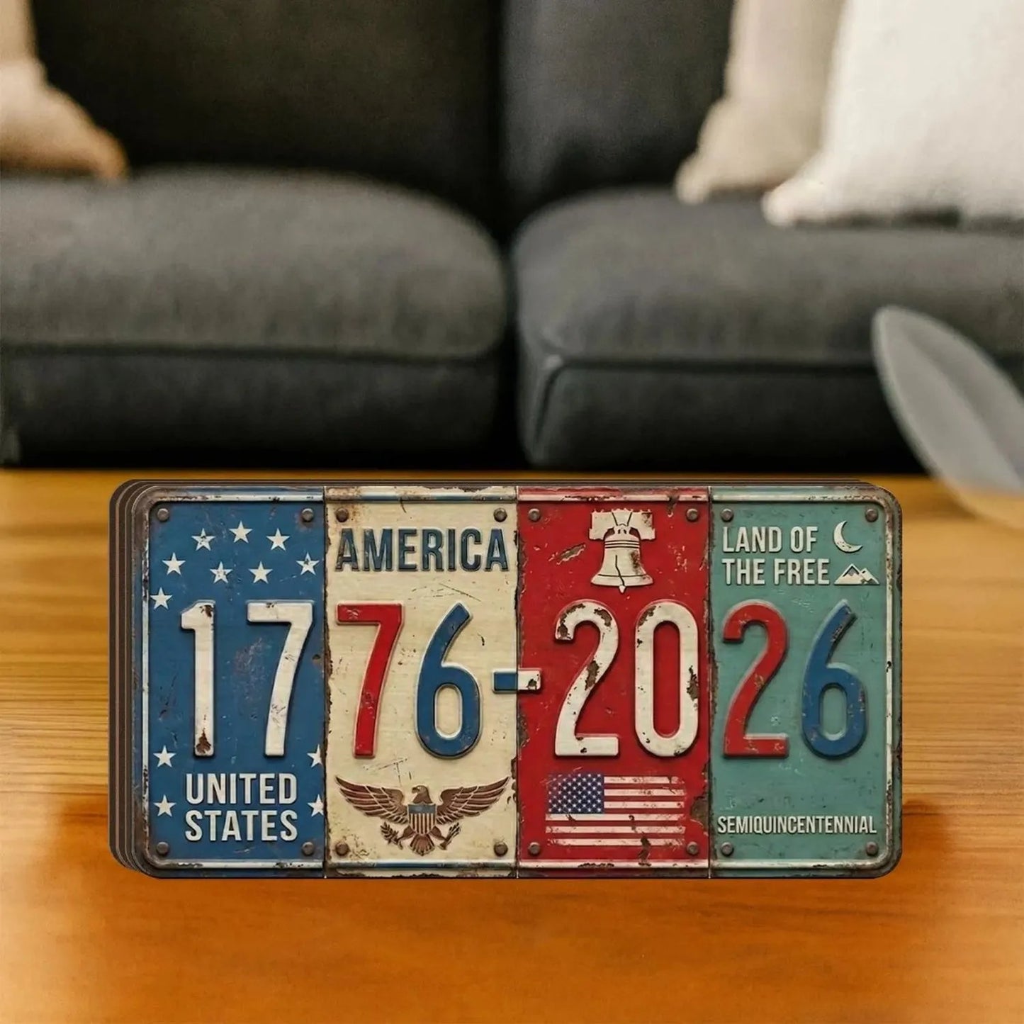 🔥Anniversary Block Sign | Rustic License Plate Art 1776-2026 Semiquincentennial Decor