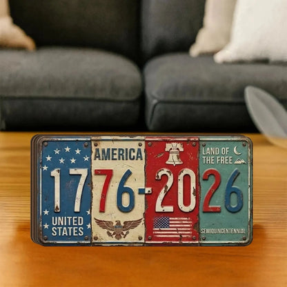 🔥Anniversary Block Sign | Rustic License Plate Art 1776-2026 Semiquincentennial Decor