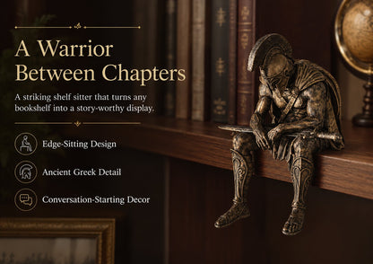 ⚔️ Ancient Greek Warrior Shelf Sitter – Unique Bookshelf Decor