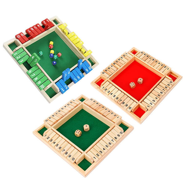 🏆🎁SHUT THE BOX-WOODEN DICE BOARD GAME