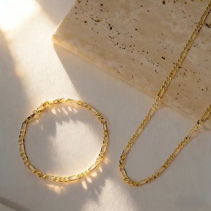 😍Elegant 2-Piece 18K Gold Jewelry Set – Bracelet & Necklace for Men & Women