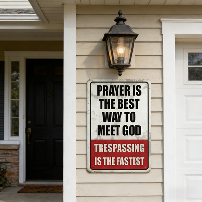 🎖️Retro Iron "Prayer & Trespassing" Wall Plaque
