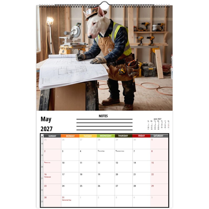 🤣Bull Terriers at Work 2027 Wall Calendar – 12 Months of Professional Puppy Chaos