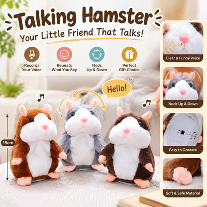 🐹 Last Day Special！✨Talking Hamster Plush – repeats whatever you say, auto head-shaking, hilarious fun for kids & adults.🎁